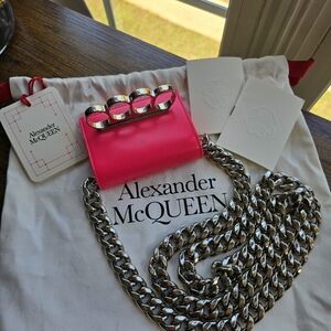 NWOT Alexander McQueen Four Ring Micro Bag- Pink Calfskin Leather